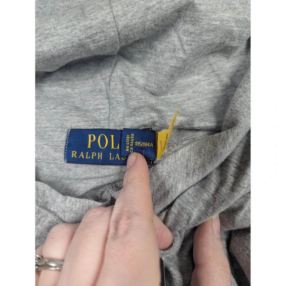 Polo Ralph Lauren‎ Hooded Shirt Mens XL Gray Polo Bear Christmas Long Sleeve NWT